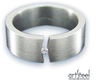 SORTIJA DE ACERO Y DIAMANTE