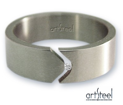 SORTIJA DE ACERO Y DIAMANTE