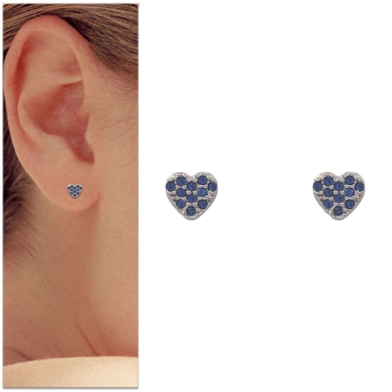 PENDIENTES CORAZON ORO BLANCO 18KL AZUL PENDIENTES CORAZON ORO BLANCO 18KL AZUL