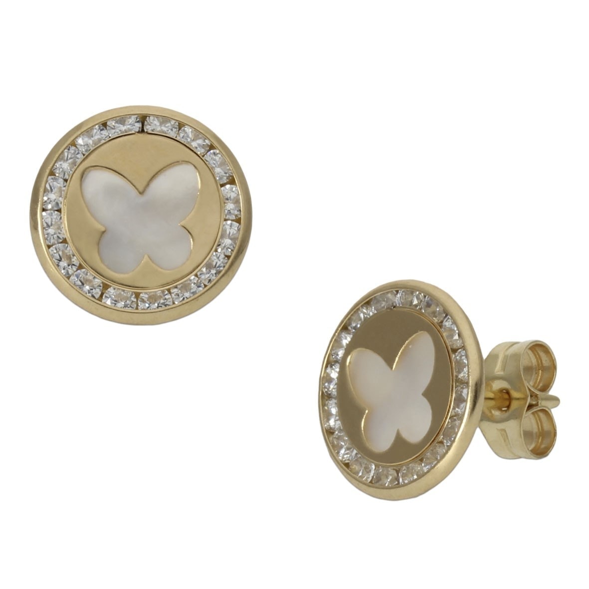 PENDIENTES ORO 18KL MARIPOSA + NACAR - 9.50MM PENDIENTES ORO 18KL MARIPOSA + NACAR - 9.50MM