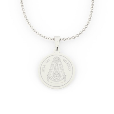 Medalla grande Virgen del Rocío en oro blanco