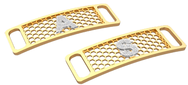 Luci Lace OMG de oro con iniciales de diamantes